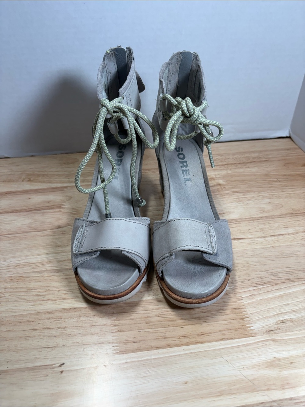 Sorel Women's Neutral Gray Lace-Up Open-Toe Heels